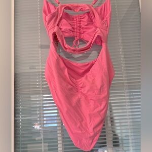 Pink Queen Women's Spaghetti Strap Scoop Neck Cutout High Waisted Swimsuit.